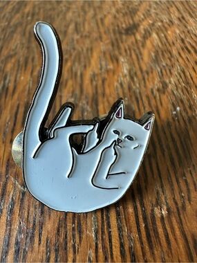 RIPNDIP Lord Nermal White Cat Enamel Pin